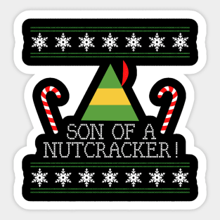 Son Of A Nutcracker Elf Quote Christmas Knit Sticker